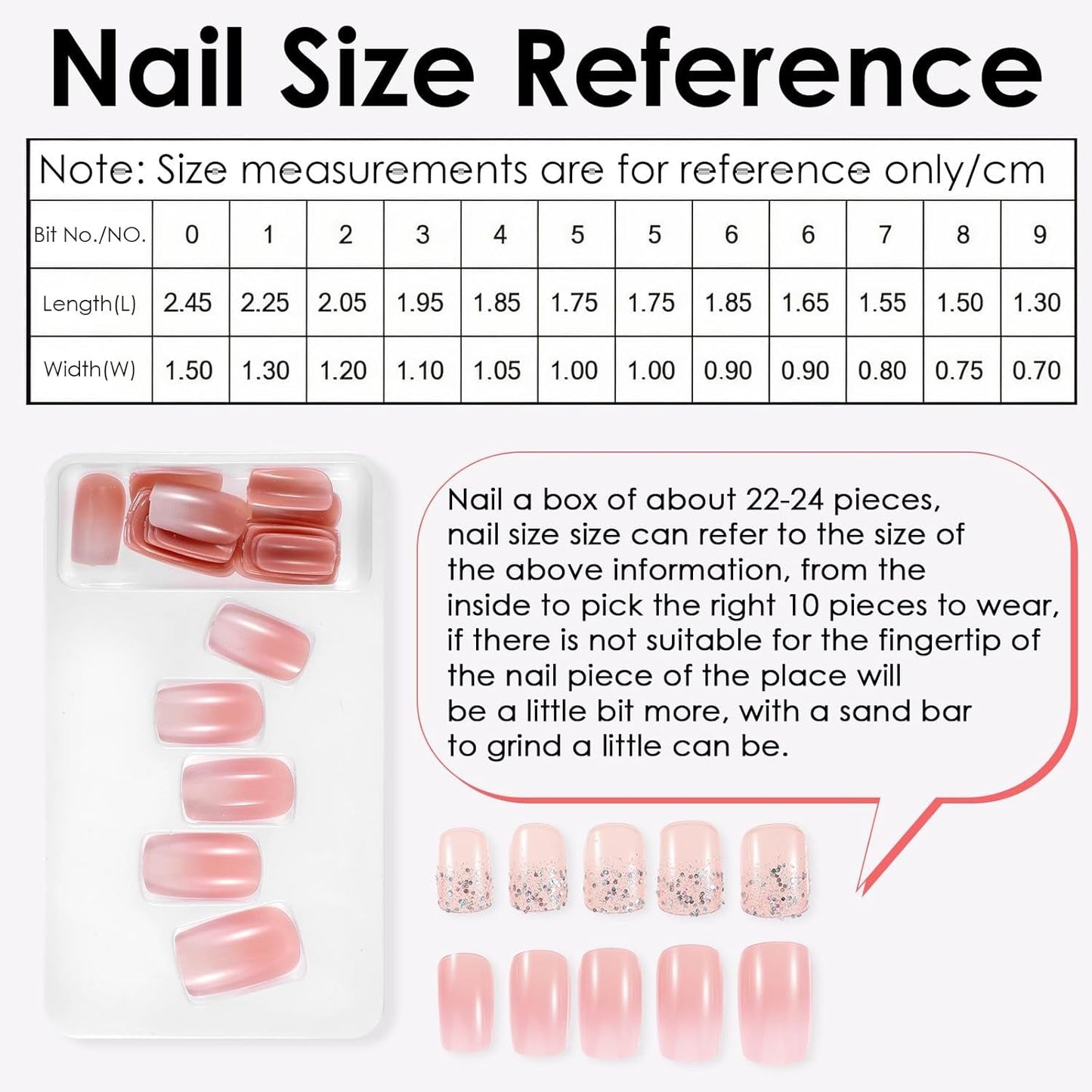 48 pezzi di colla corta sulle unghie 2 stili Unghie francesi corte quadrate con colla per unghie e lima per unghie Unghie finte rosa bianche sfumate per le donne