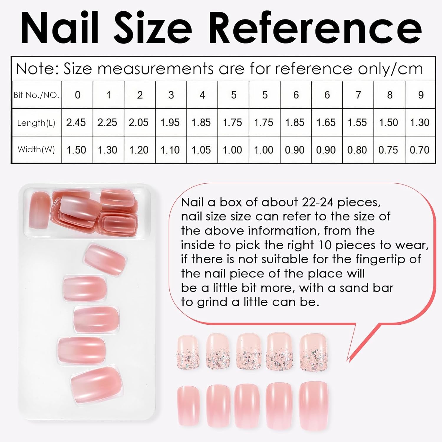 48 pezzi di colla corta sulle unghie 2 stili Unghie francesi corte quadrate con colla per unghie e lima per unghie Unghie finte rosa bianche sfumate per le donne