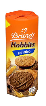 Brandt Hobbits Chocolate Confezione da 265 g - Biscotti croccanti di farina d'avena e cioccolato integrale - Impasto croccante per tutta la famiglia - in un pratico rotolo di biscotti