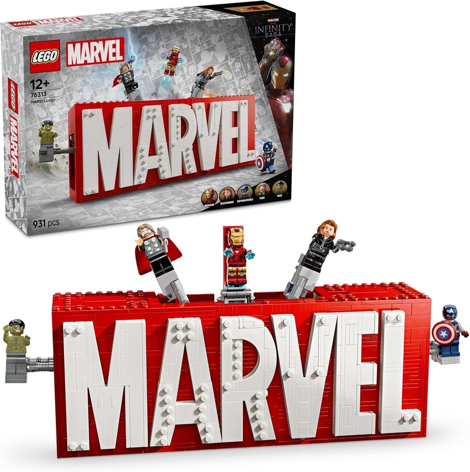 LEGO Marvel: logo e minifigure Marvel - Set da collezione Hulk, Thor, Iron Man, Vedova Nera e Capitan America - Set da costruzione dei personaggi degli Avengers - Regalo per ragazzi e ragazze dai 12 anni in su 76313 Set da costruzione Beuche den LEGO-Store Titolo predefinito