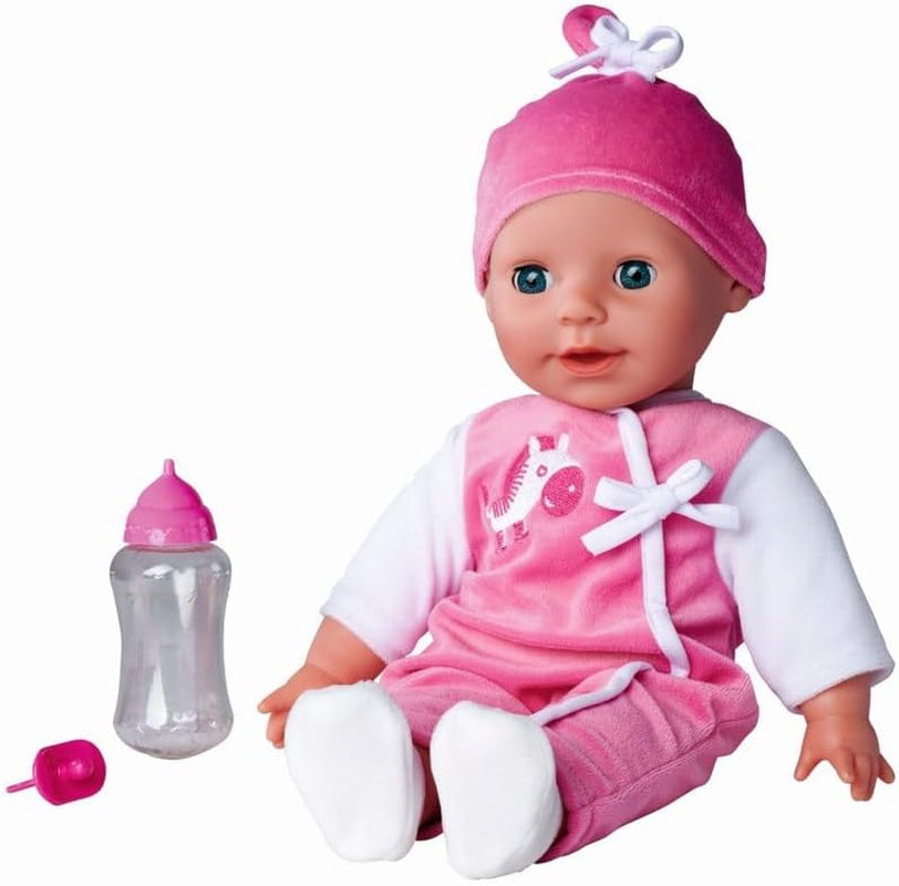 Simba 105140489 - Laura Baby Talk Doll, bambola dal corpo morbido da 38 cm con occhi assonnati in tutina carina, 24 suoni del bambino, bambola da gioco, bambolina, dai 2 anni in su
