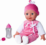 Simba 105140489 - Laura Baby Talk Doll, bambola dal corpo morbido da 38 cm con occhi assonnati in tutina carina, 24 suoni del bambino, bambola da gioco, bambolina, dai 2 anni in su