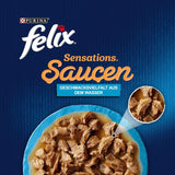 Felix Sensations Sauces Cibo umido per gatti, mix di pesci assortiti, confezione da 6 (6 x 12 buste da 85 g ciascuna)