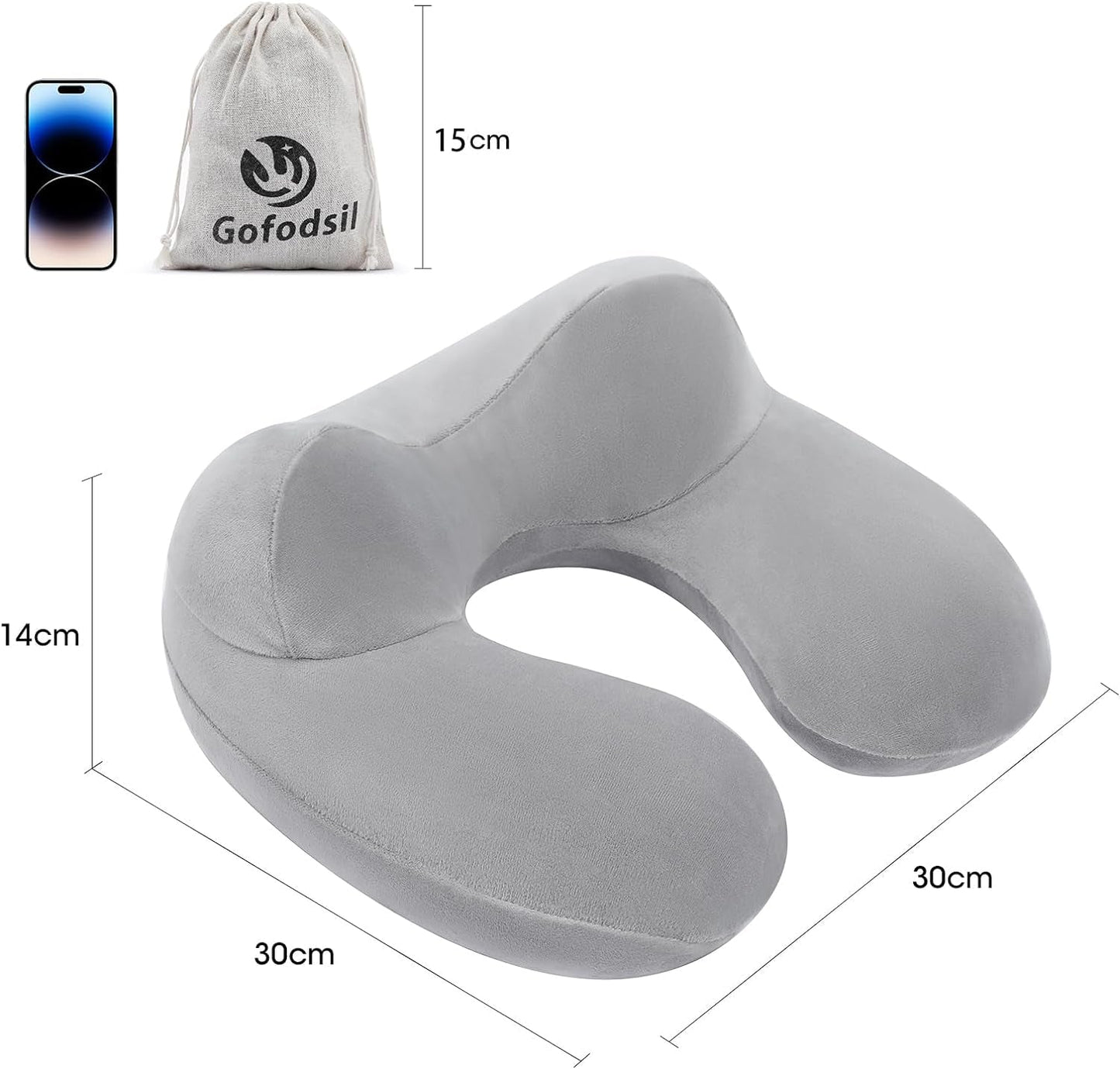 Gofodsil Cuscino Gonfiabile per il Collo per Aeroplani Campeggio Treni e Auto con Tappi per le Orecchie Cuscino da Viaggio Portatile Cuscino Gonfiabile per il Collo dell'Aereo Set di 2 Cuscini Ortopedici Cervicali Naty Shop