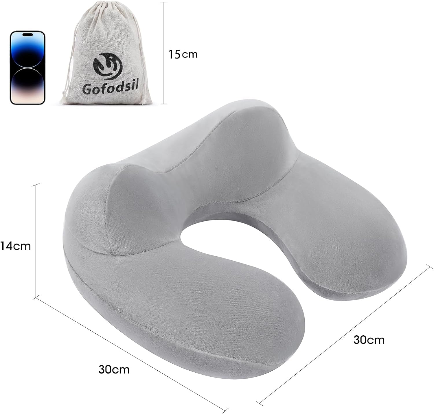 Gofodsil Cuscino Gonfiabile per il Collo per Aeroplani Campeggio Treni e Auto con Tappi per le Orecchie Cuscino da Viaggio Portatile Cuscino Gonfiabile per il Collo dell'Aereo Set di 2 Cuscini Ortopedici Cervicali Naty Shop