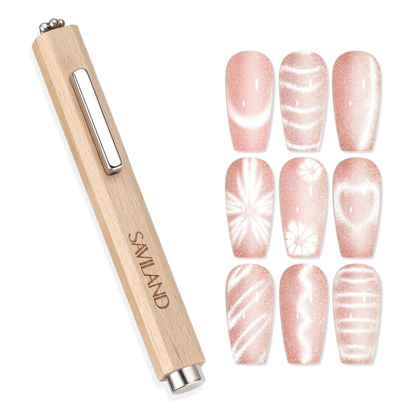 SAVILAND 4X Magneti per occhi di gatto ad alta resistenza per gioielli: Magnete per occhi di gatto 3-in-1 Rund Lange Streifenperle N35 Magnete ultra forte al neodimio per prodotti per la cura dei piedi 3S Formung Cat Eye Gel Magnete per occhi di gatto Magnetstift
