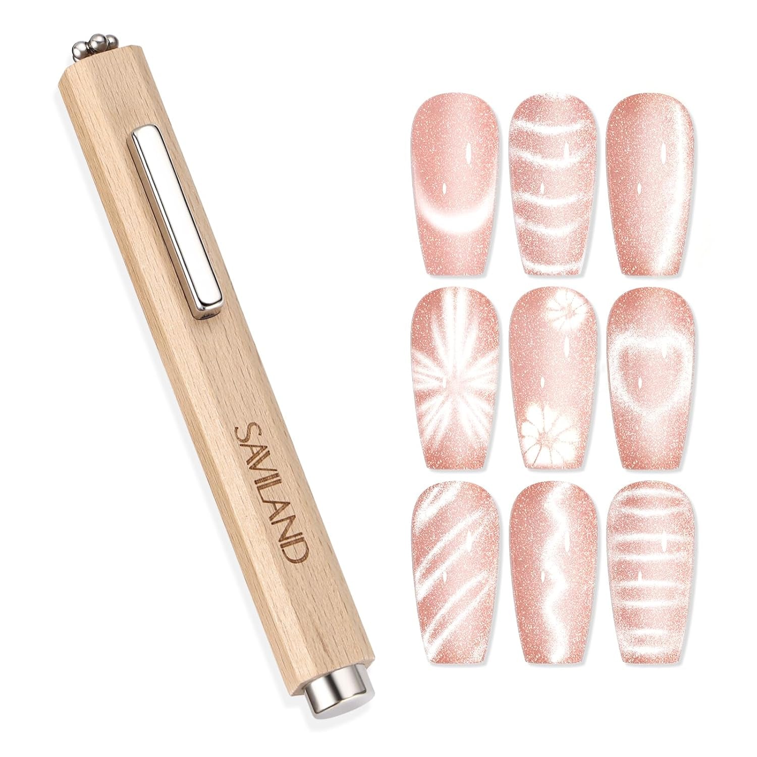 SAVILAND 4X Magneti per occhi di gatto ad alta resistenza per gioielli: Magnete per occhi di gatto 3-in-1 Rund Lange Streifenperle N35 Magnete ultra forte al neodimio per prodotti per la cura dei piedi 3S Formung Cat Eye Gel Magnete per occhi di gatto Magnetstift
