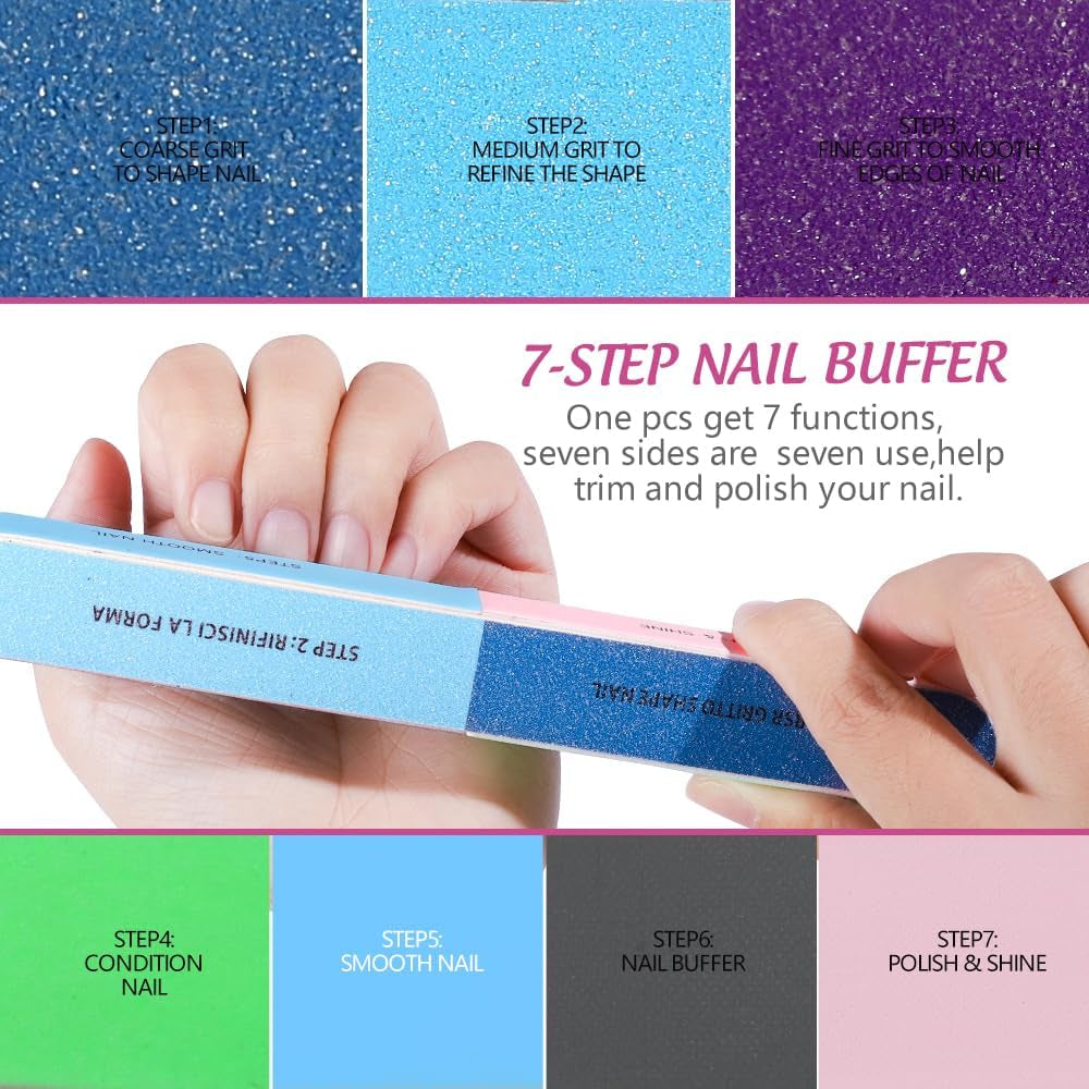 FANDAMEI 20 Pezzi Buffer Per Nagel, Filen Per Gelnägel, Profi Nagelfeile 100/180, Polierfeile Fingernägel, Filen Per Gelnägel, Set manicure e pedicure