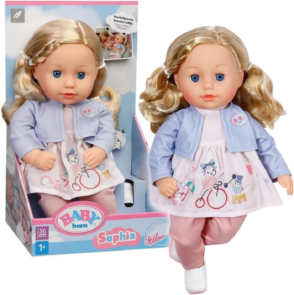 BABY nata Sophia Rose - bambola morbida da 36 cm - Bambola con capelli biondi di alta qualità e occhi assonnati - Adatta a bambini da 1 anno