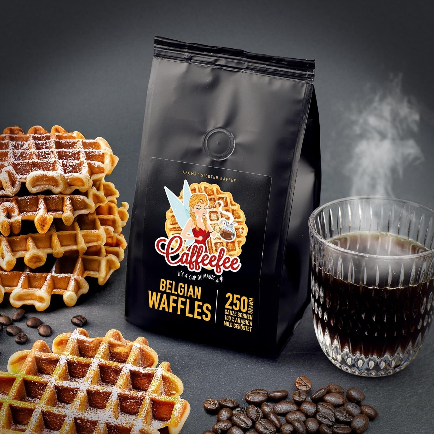 Caffeefee Waffles belgi Bohnen, 250 g, Röstkaffee aromatizzato
