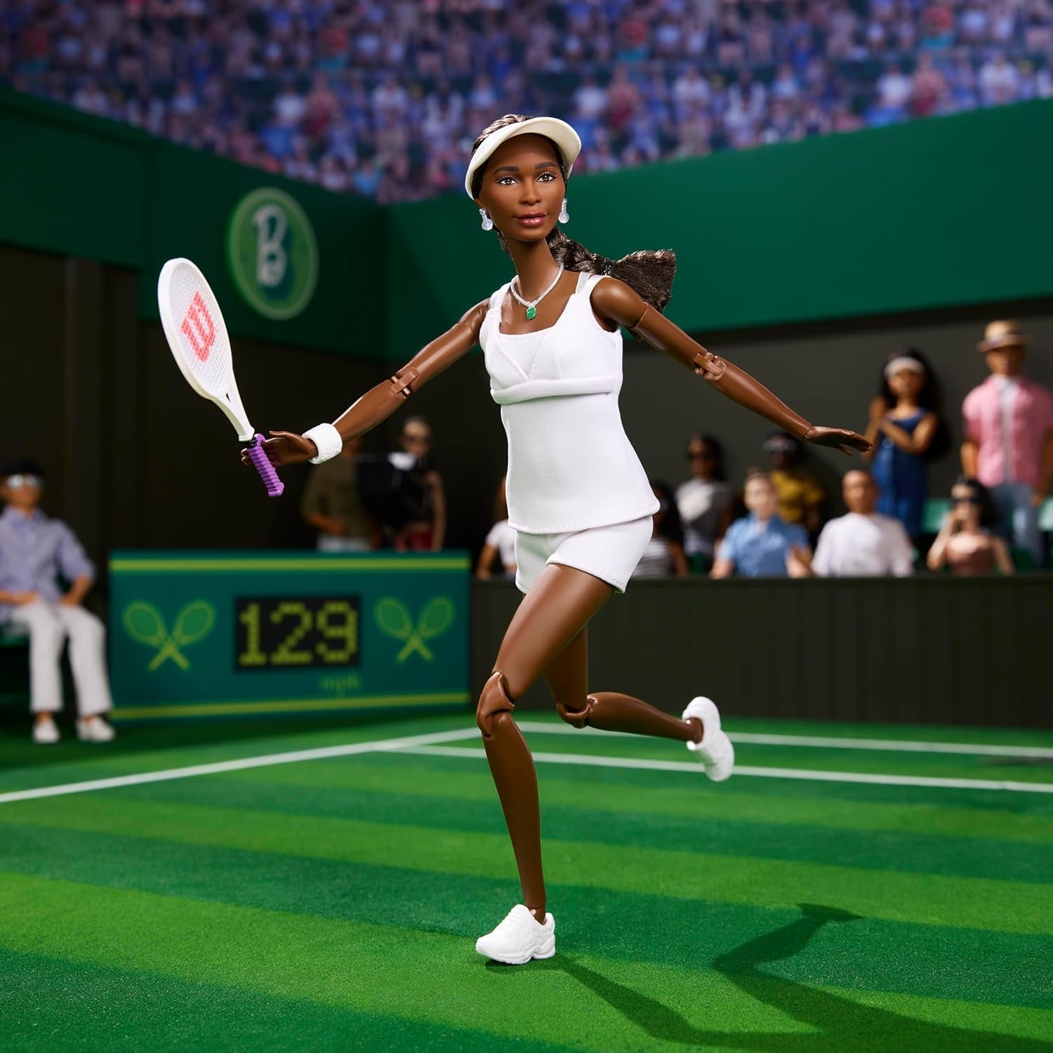 Barbie Inspiring Women Series Venus Williams Fashion Doll con uniforme autografata e racchetta da tennis inclusa scatola di presentazione HRM49