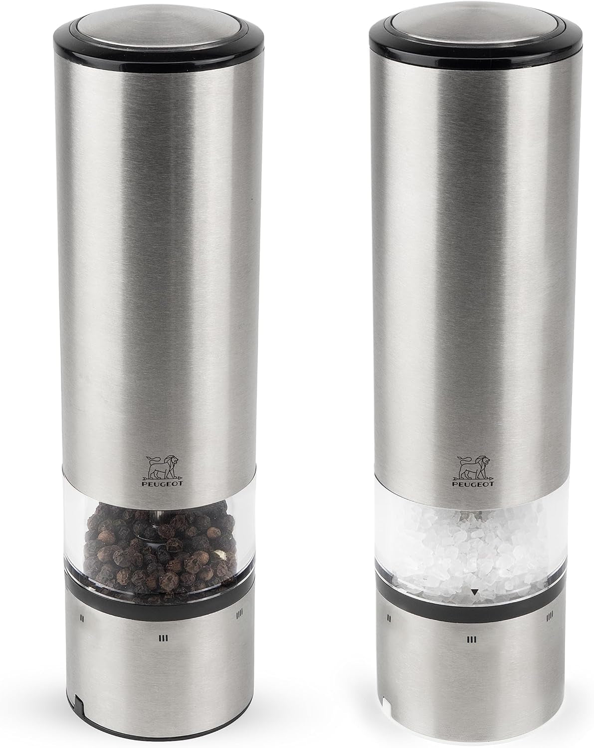 PEUGEOT Elis Sense set macina sale/pepe elettrico, altezza: 20 cm, acciaio inox, argento Macinini e Macinini Naty Shop Pfeffer Salz Set