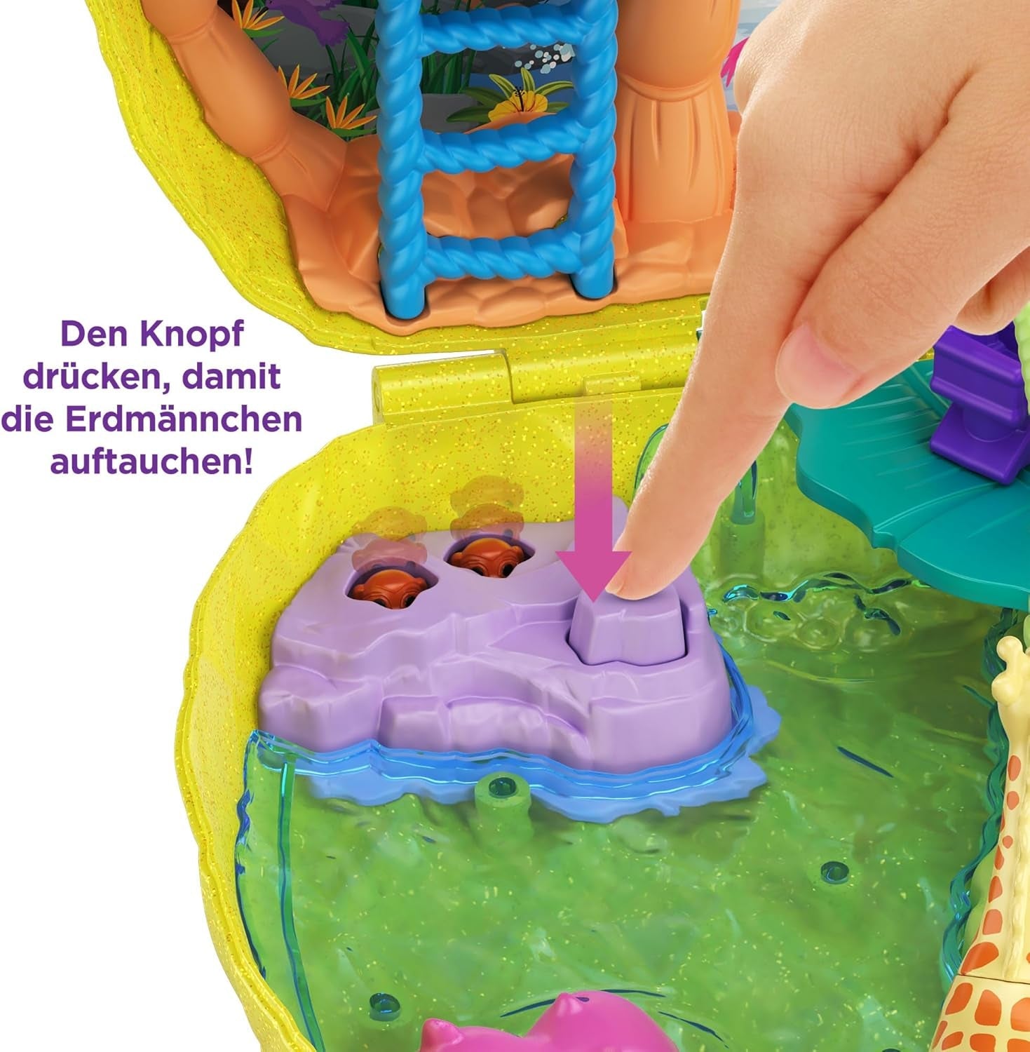 Polly Pocket GKJ64 - Compatto portatile Pineapple Pocket con 8 divertenti funzioni, bambole Polly e Lila, 2 accessori e foglio di adesivi; giocattolo per bambini dai 4 anni in su