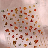 JMEOWIO 3D Nagelsticker Herbst Nail Art Sticker Selbstklebend Nagelaufkleber 5D Stereoscope Ahornblatt Erntedankfest Dekoration Nageldesign Zubehör 1 Blatt