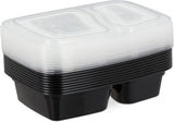 Relaxdays Set da 10 Contenitori per Pasti, 2 Scomparti, Resistenti al Microonde, 800 ml, Contenitori per Alimenti in Plastica con Coperchio, Contenitori per Alimenti Neri Naty Shop