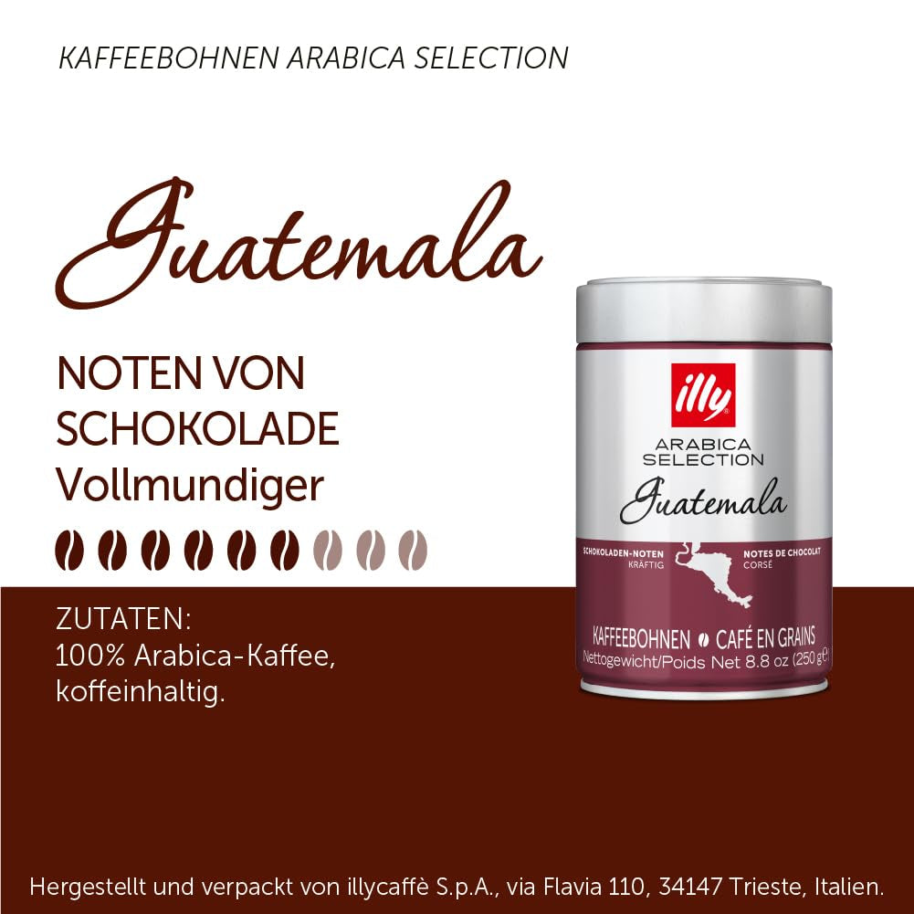 Caffè Illy Arabica Selection Guatemala in grani da macinare, scatola da 250g