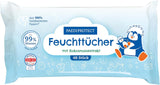 Salviette umide PAEDIPROTECT 1 x 10 pezzi, salviette umide per bambini sensibili con acqua al 99% d'acqua, senza profumo, per pelle delicata di neonati e bambini, con estratto di cocco, senza microplastiche, vegane (confezione da 5)