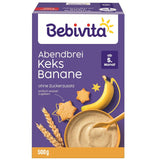 Porridge serale con biscotti e banane (4x500g), porridge di latte di 5 mesi, senza zuccheri aggiunti, con preziosi minerali e vitamine, molto saziante