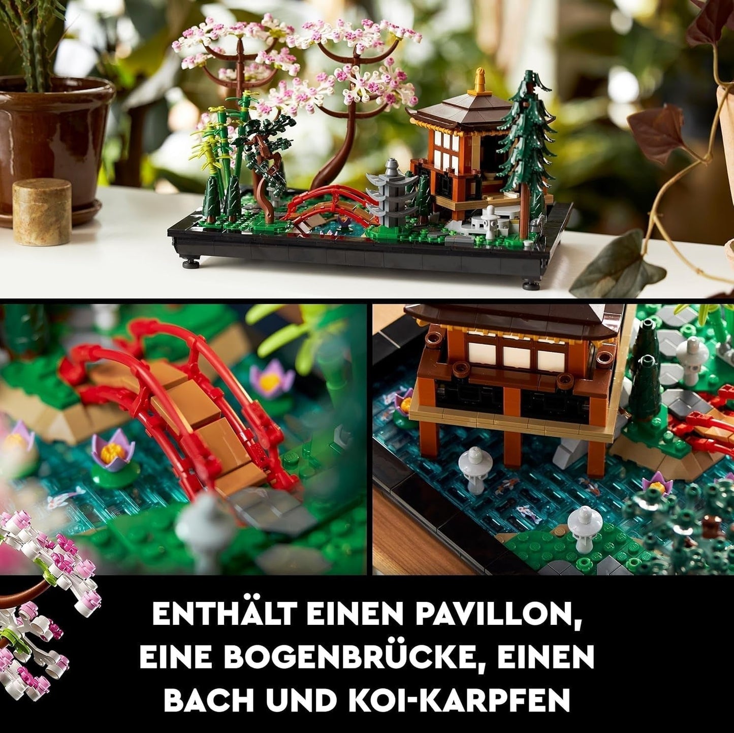 Lego Icons Giardino del silenzio - Set giardino botanico Zen per adulti con fiori di loto - Decorazione da scrivania personalizzabile di ispirazione giapponese - Regalo per donne e uomini 10315 Set da costruzione Besuche den LEGO-Store