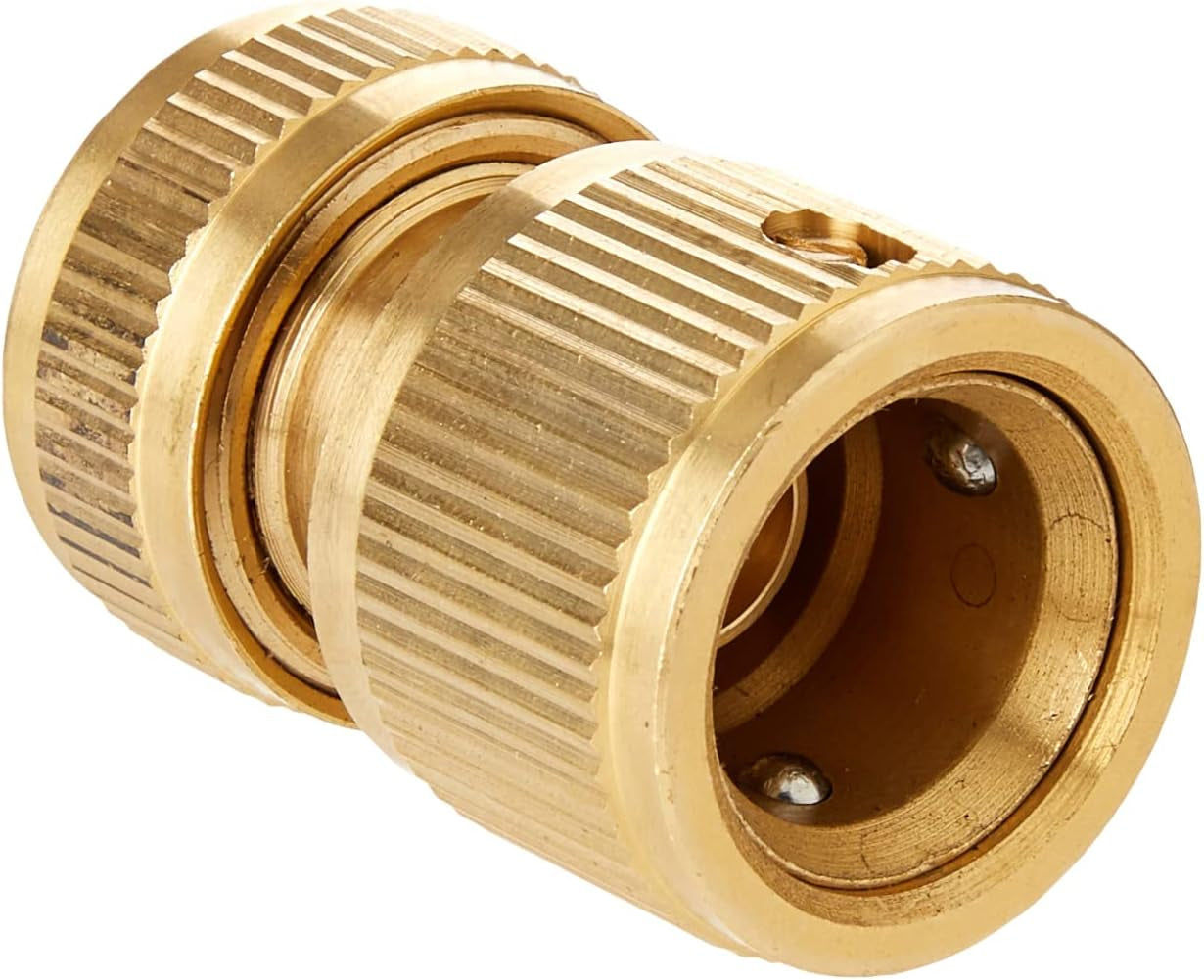 Silverline 196506 Attacco rapido in ottone con arresto dell'acqua, filettatura interna da 1/2".