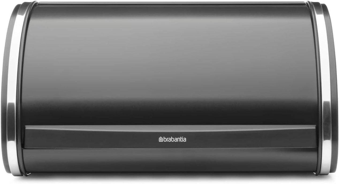 Brabantia portapane per rotoli - Contenitore compatto da banco per pane, bagel e panini con coperchio piatto, acciaio resistente - misura media - nero opaco Contenitori per alimenti Naty Shop Acciaio lucido Ys/M