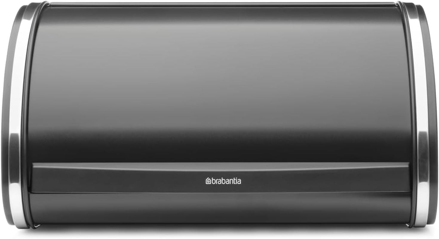 Brabantia portapane per rotoli - Contenitore compatto da banco per pane, bagel e panini con coperchio piatto, acciaio resistente - misura media - nero opaco Contenitori per alimenti Naty Shop Acciaio lucido Ys/M