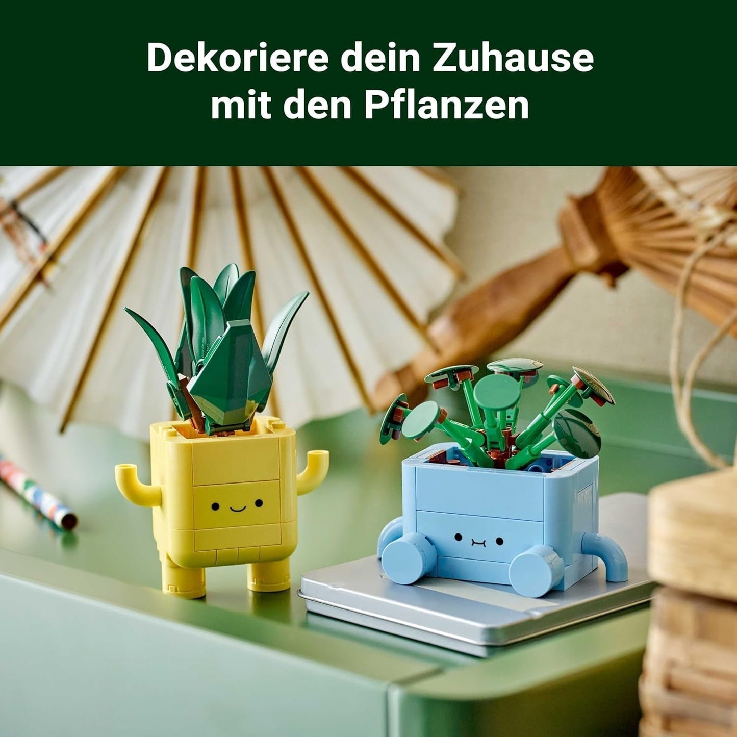 LEGO Botanicals Happy Plants - Set fai da te per bambini con 2 fiori artificiali e 2 vasi da fiori colorati con facce di cartoni animati - Idea regalo per ragazze dai 9 anni - 10349 Besuche set da costruzione den LEGO-Store