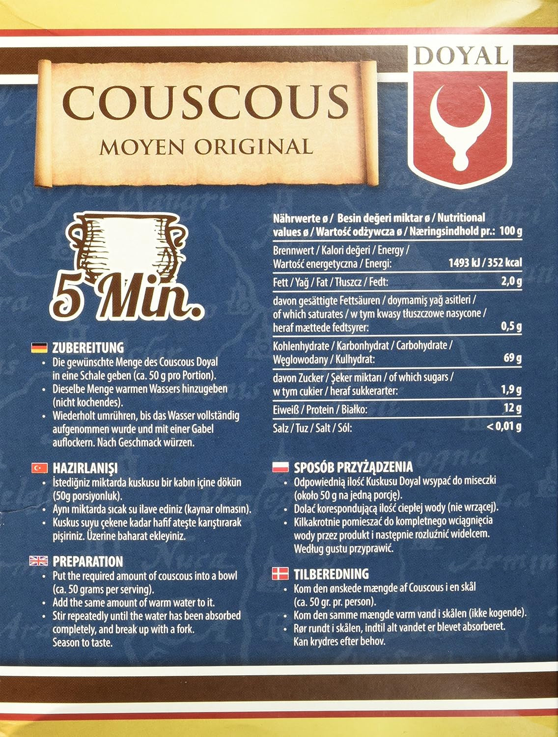 Couscous – Couscous leggero e soffice con un leggero sapore di nocciola – Una specialità tipica del Nord Africa – 1 x 500g
