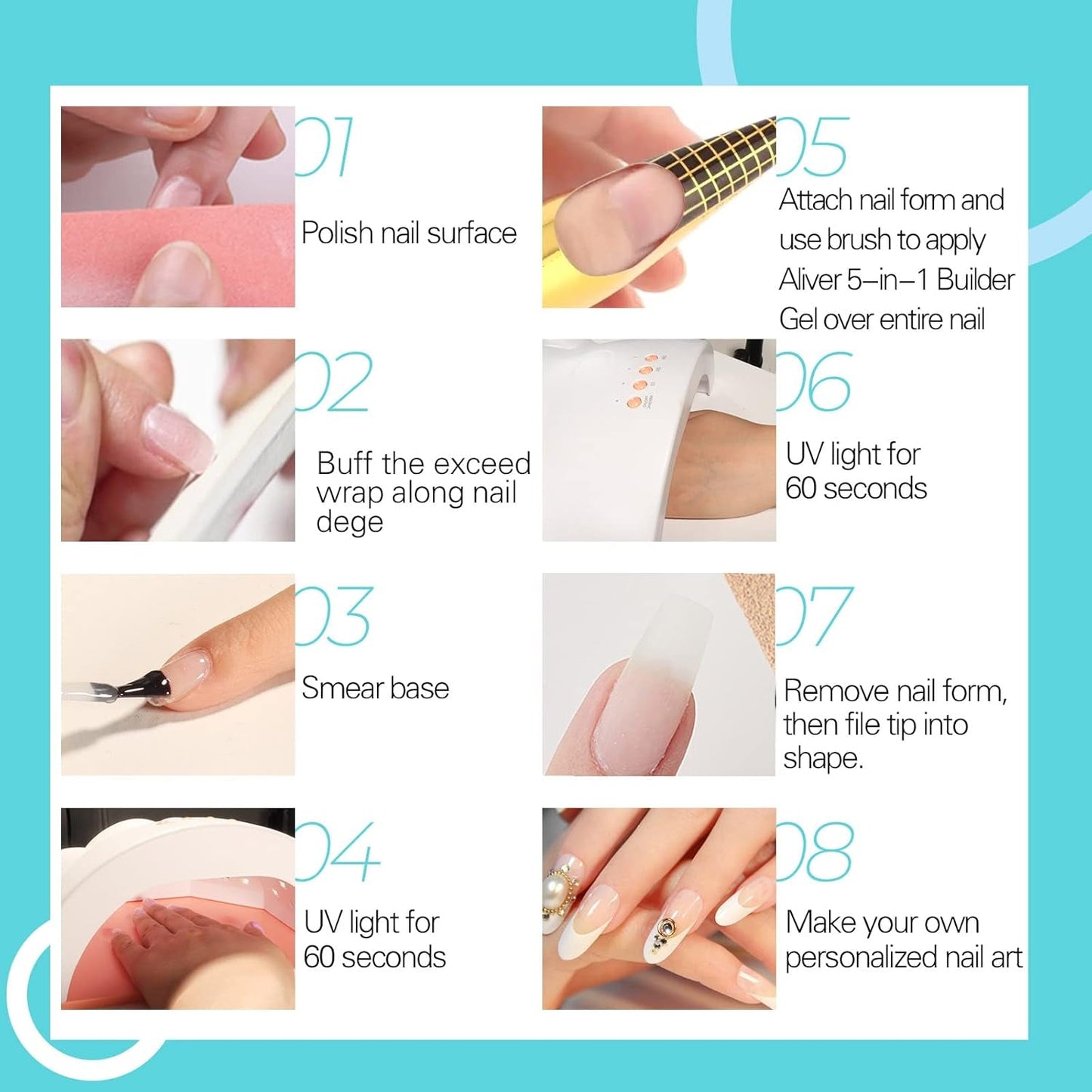 Gel per ricostruzione unghie 5 in 1 da 15 ml, gel per ricostruzione unghie, gel per ricostruzione unghie, smalto per unghie UV/LED, extension, nail art, adesivi, gel per ricostruzione unghie (bianco)