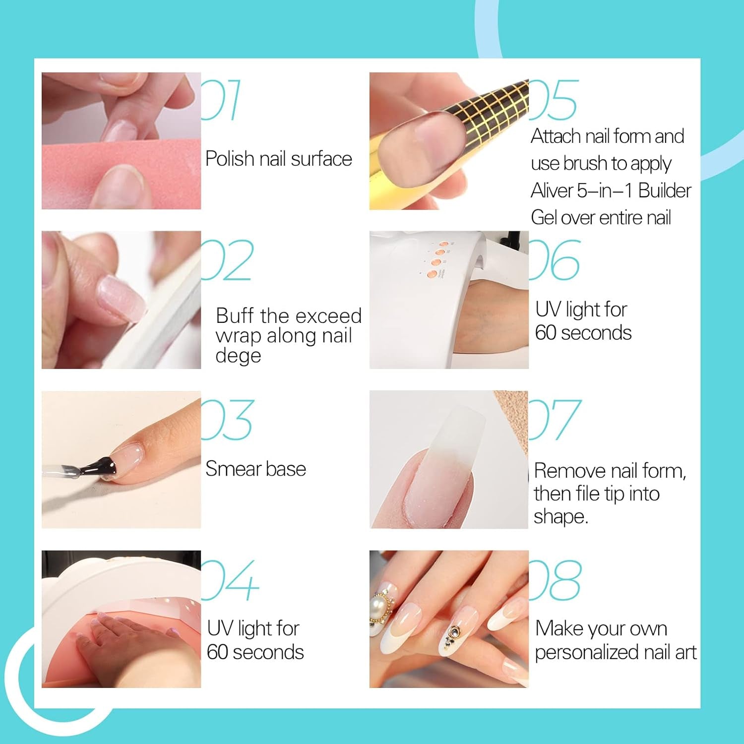 Gel per ricostruzione unghie 5 in 1 da 15 ml, gel per ricostruzione unghie, gel per ricostruzione unghie, smalto per unghie UV/LED, extension, nail art, adesivi, gel per ricostruzione unghie (bianco)