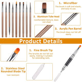 Set di 10 pinsel per nail art, pennelli per nail art Braun Pinsel per design per unghie Nageldesign Pinselfür Gelnägelfür Heimwerker Maniküre Salon Zuhause Nailpinsel Set