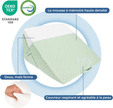 INFANZIA Cuscino a cuneo per letto, Cuscino angolare, Cuscino triangolare, Pieghevole, Memory Foam, Apnea notturna, Reflusso acido, Elevazione delle gambe, Lettura, Verde