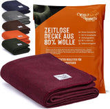 Coperta da campeggio Woolly Mammoth Woolen Co., extra large, lana merino, L'attrezzatura esterna perfetta per bushcraft, campeggio, trekking, escursionismo, sopravvivenza o coperta da cabina. Marrone, 168 X 228 Letti e coperte Woolly Mammoth Woolen Company Borgogna 66" X 90"