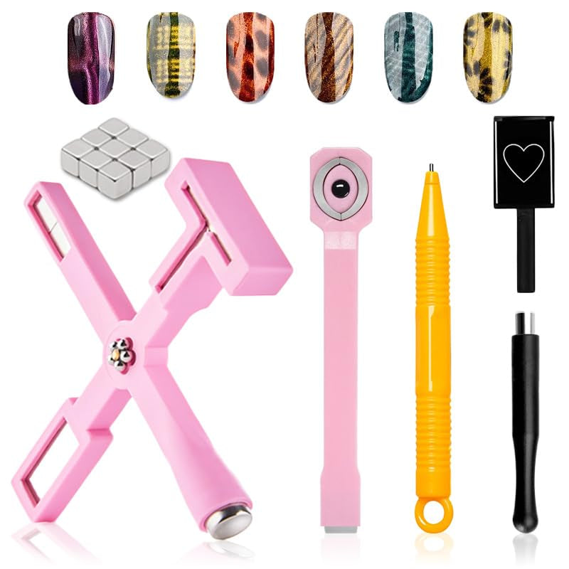 14 pezzi Nail Art Werkzeug Magnetstift DIY Magic 3D Magnet Stick Set Verwendung con Cat Eye Gel Pulver o der Nagelack - Magnetic Stift Katze Eye Pen per un ideale effetto magico Katzenaugen