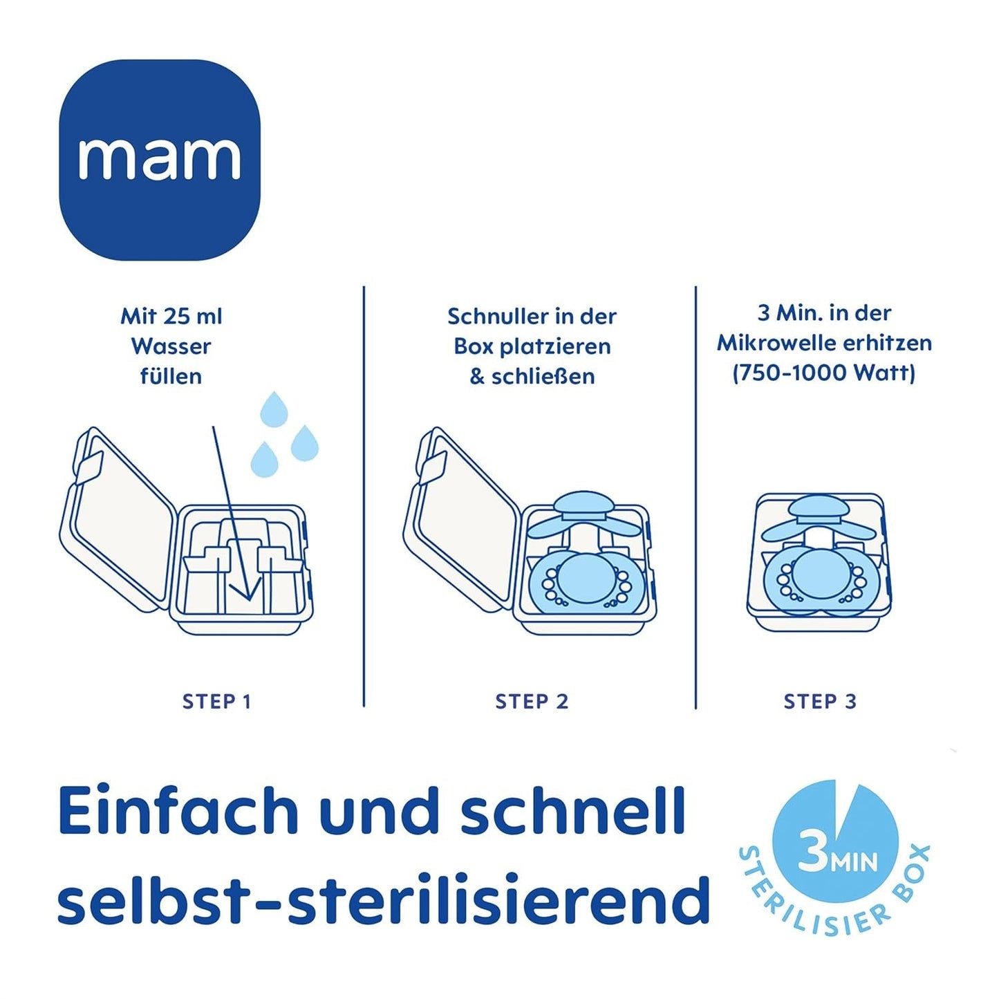 Ciucci originali MAM, confezione da 2, ciucci per bambini amici dei denti, realizzati con materiali sostenibili e biorigenerabili, tettarelle in silicone MAM SkinSoft, con scatola per ciuccio, 6-16 mesi, blu/azzurro