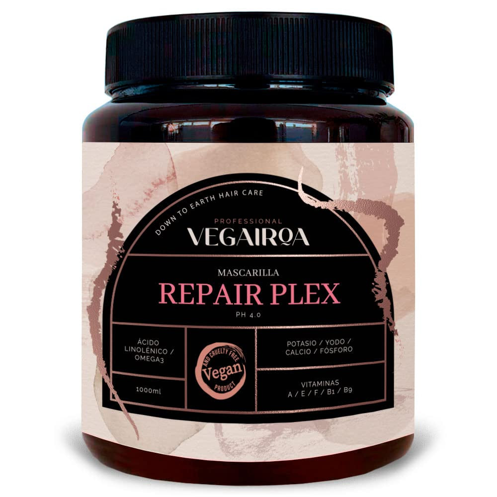 VEGAIROA - Repair Plex Mask - Maschera Riparazione Estrema - Idratante e Nutriente - Protezione dall'effetto crespo - Per Capelli Trattati Chimicamente - Prodotto Professionale per Parrucchieri Vegan - 1000g Naty Shop Hair Mask Titolo predefinito