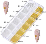 GZMAYUEN Nail Art Perle Micro Caviar Per Nägel, 0.3-3Mm Goldene Silber Mini Caviar Strasssteine, Weiß Beige Mini Nägel Perle Mikroperlen Dekor Per Nägel