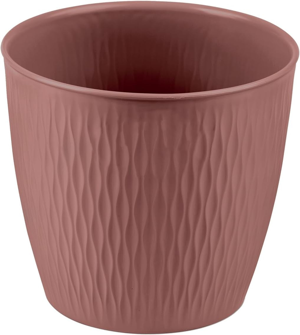Set di 5 vasi marroni, diametro 16 cm - Vasi in plastica robusti - Fioriera decorativa con opzione di drenaggio - Vaso elegante per interni ed esterni