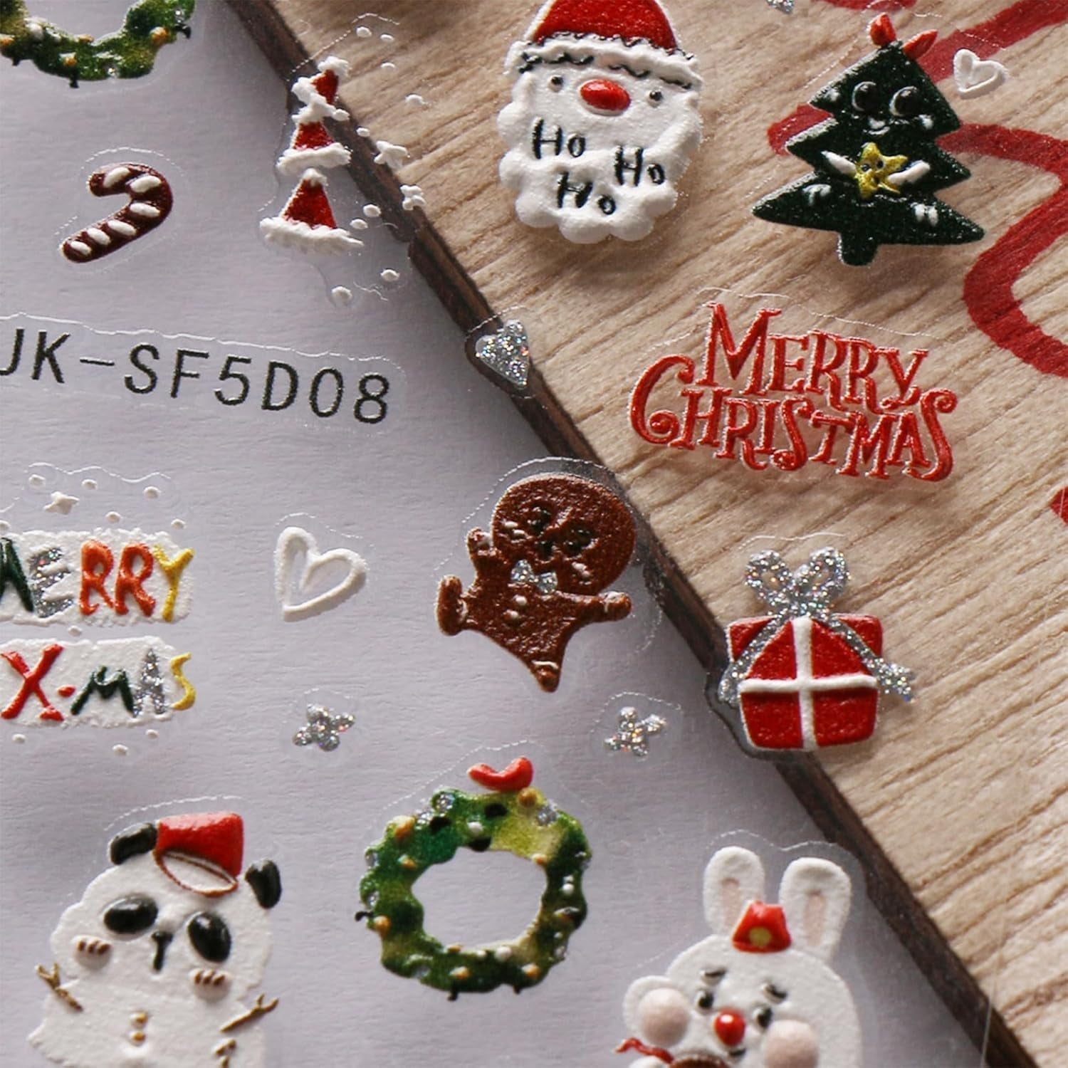 Adesivi per unghie 3D natalizi 4 fogli Adesivi per unghie 5D Adesivi per unghie stereoscopici Decorazioni Accessori per il design delle unghie