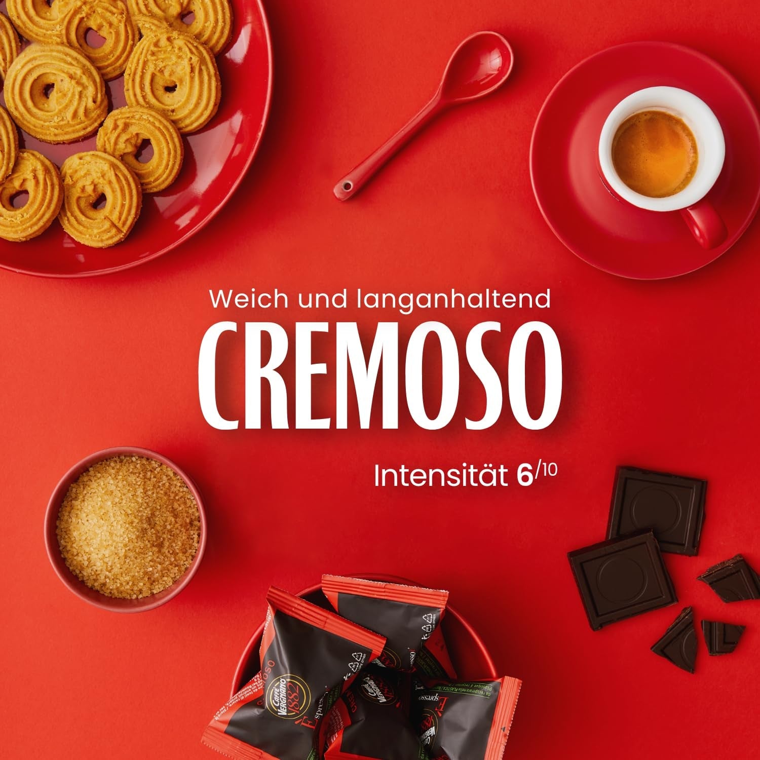 Caffè Vergnano 1882 - Èspresso Kaffeekapseln compostabili, compatibili con Nespresso, Cremoso - Packung Enthält 100 Kapseln