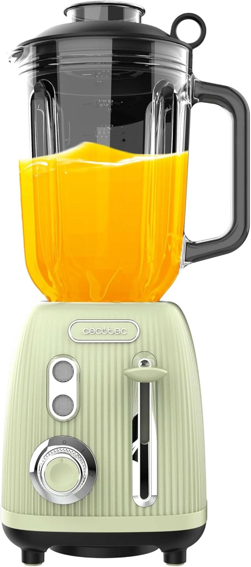 Robot da cucina Cecotec Retro Power Nero Titanio Retrogreen. 1200W Maximale Leistung, 2 Geschwindigkeiten, 4-Klingen-Messer Mit Schwarzer Titanbeschichtung und 1.5L Krug, Vintage-Design in Grün Kitchen Naty Shop