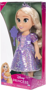 Disney Princess Rapunzel bambola da 35 cm, occhi riflettenti glitterati, articolazioni mobili, vestito staccabile, scarpe, corona, lunghi capelli biondi, per ragazze dai 3 anni in su