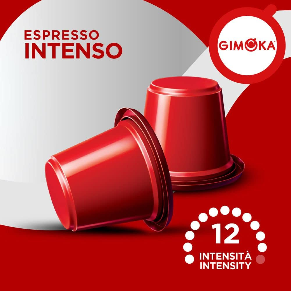 Gimoka Kaffeekapseln Espresso Intenso, Intensität 12/13-100 Kapsel - Compatibile con Nespresso* Haushalts-Espressomaschinen - 100 Stück (10 x 10 Getränke) - Hergestellt in Italien
