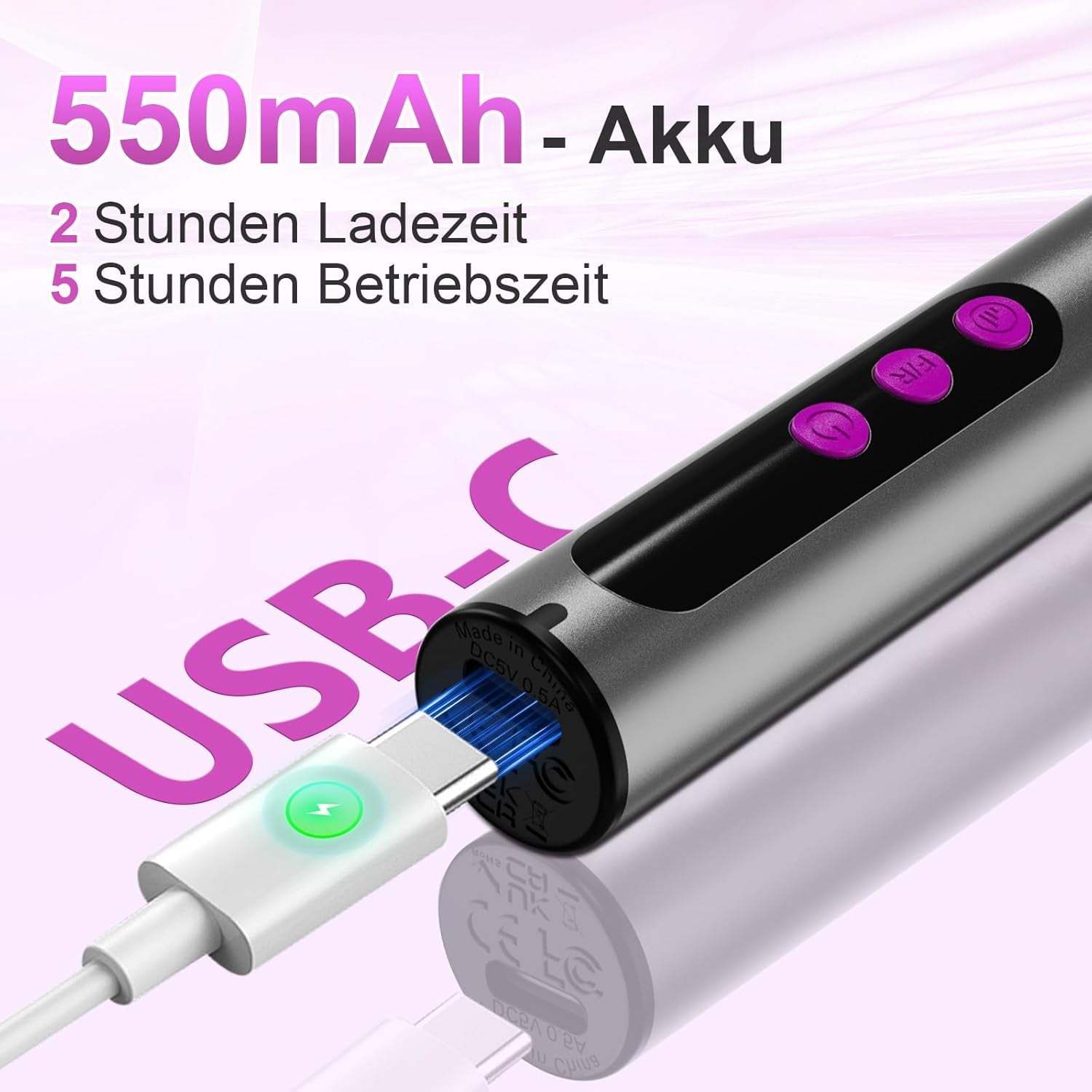 Lima per unghie elettrica senza fili - 35000 giri/min per unghie in gel, lima per unghie professionale e acrilica 12 in 1, set per manicure e pedicure a 5 velocità