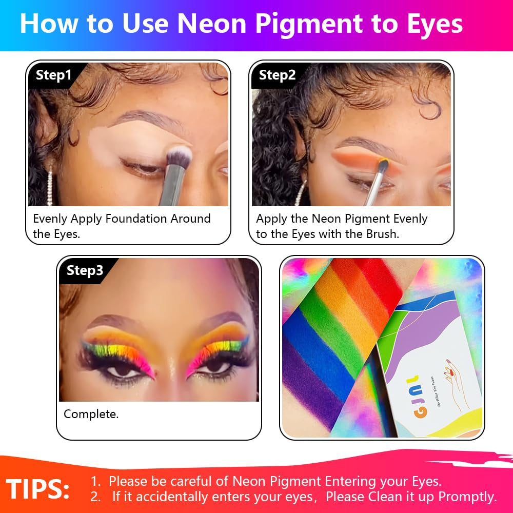 Neon Phosphor Pigment Pulver Per Nägel Lidschatten - 12 colori Neon Nagel Glitzer Augenpulver Maniküre Halloween Neon Make-Up Dekoration Nail Art Staub Pigment