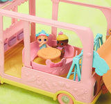 BABY nato 904763 Baby Surprise Bus - mini autobus giocattolo rosa con 2 bambole esclusive, passeggino triplo, altalena, giostra, scivolo e altalena tripla.