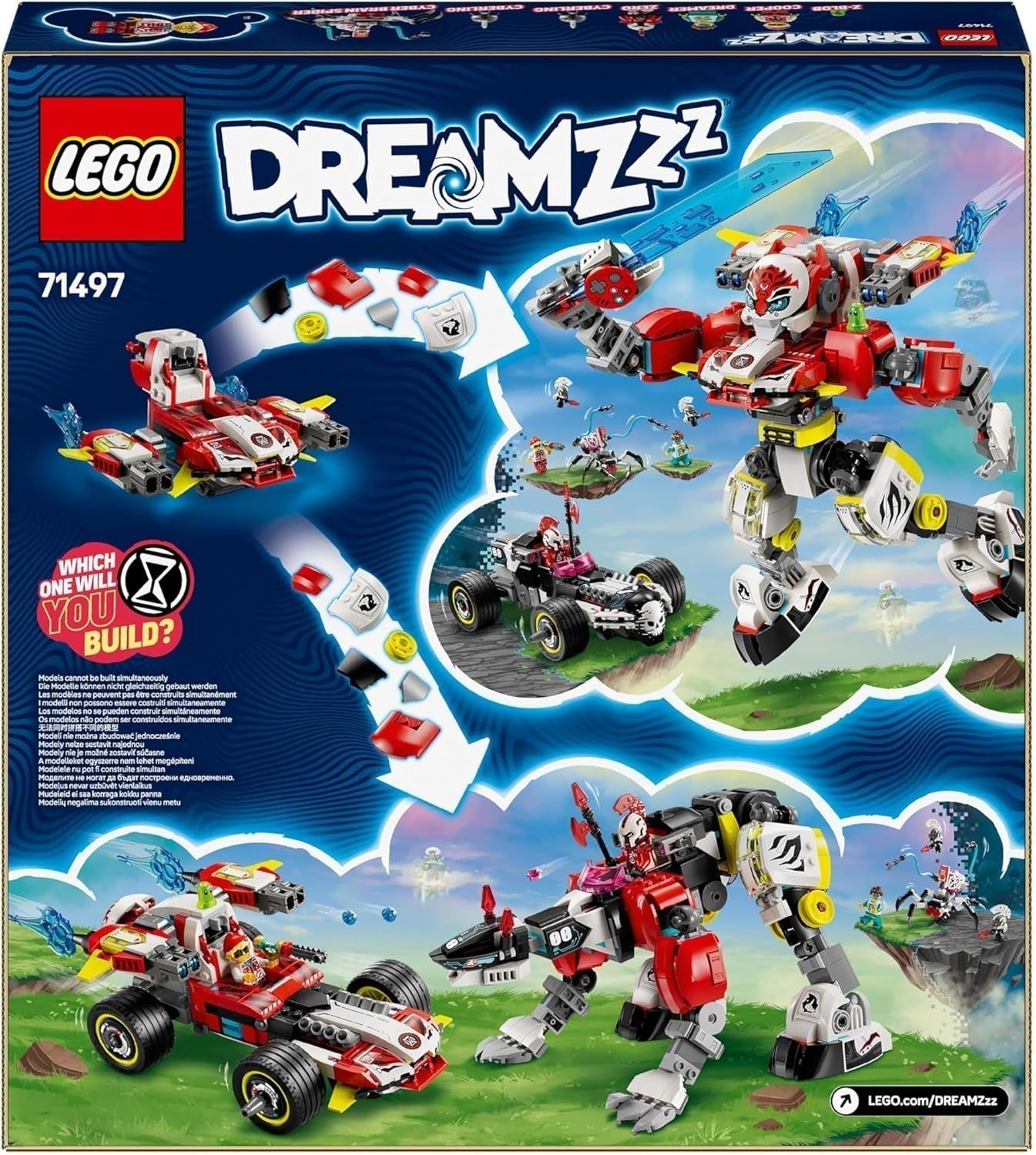 LEGO Dreamzzz Cooper's Tiger Mech e Zero's Hot Rod Car, Macchinina giocattolo per bambini, Regalo per ragazzi e ragazze di 9 anni, Playset 2 in 1 con Mech e minifigure 71497 Set da costruzione Besuche den LEGO-Store