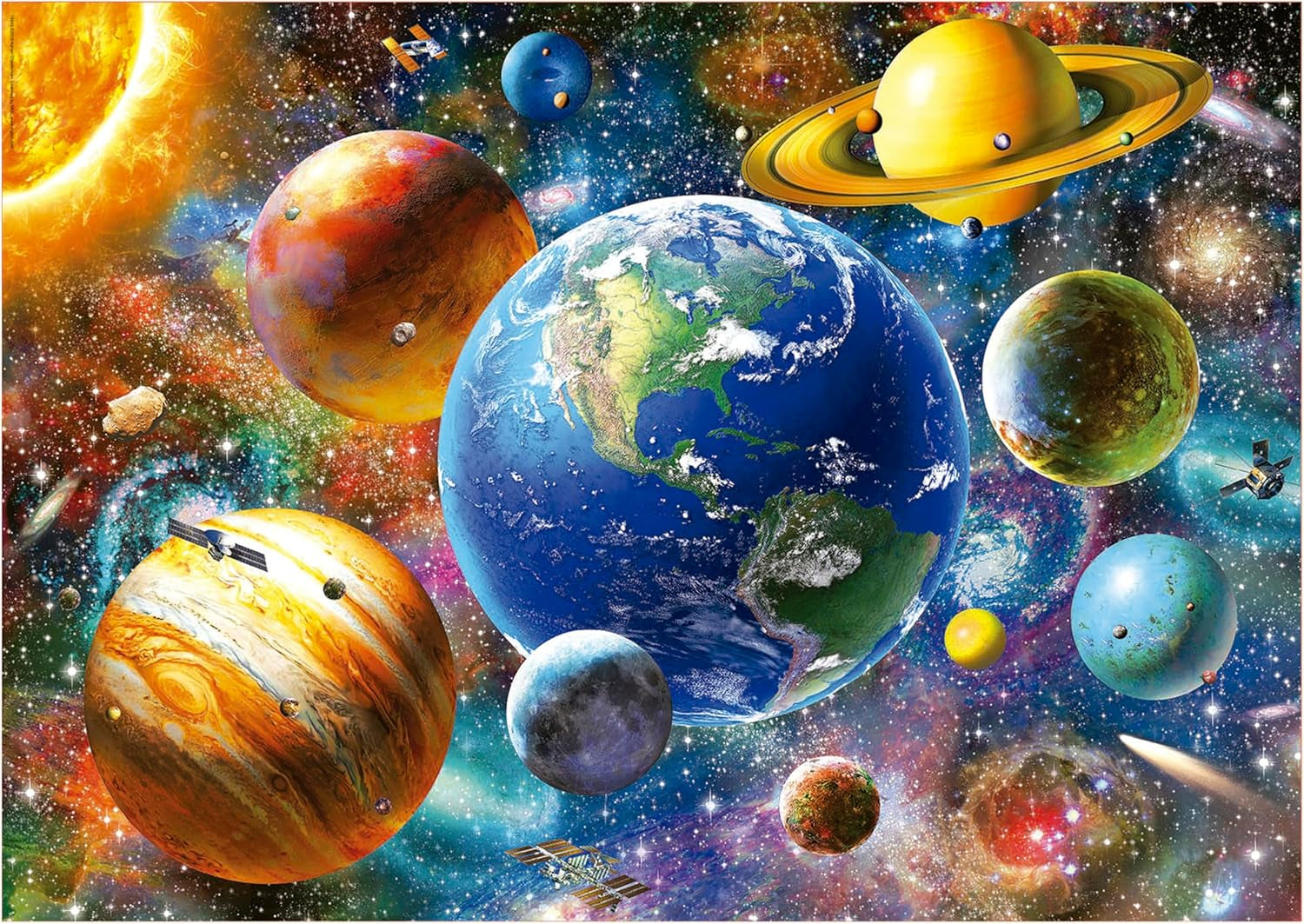 Educa - Puzzle 500 pezzi per adulti | Sistema solare, puzzle 500 pezzi per adulti e bambini da 11 anni, pianeti, spazio, spazio (18449) Puzzle Naty Shop