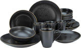 CreaTable, 22699, serie Industrial Gold BLACK, set di stoviglie da 16 pezzi per 4 persone, servizio combinato in porcellana, lavabile in lavastoviglie e adatto al microonde, produzione di qualità