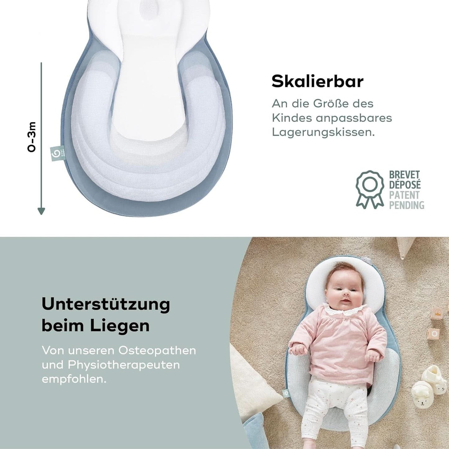 Babymoov Cosydream Cuscino di posizionamento Mosaico per neonati per alleviare le coliche e prevenire la plagiocefalia, 0-3 mesi Accessori Alimentazione e Allattamento Bebe Naty Shop